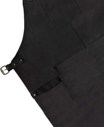 Чоловіча шкіряна фартух для грилю Drakensberg 'Bob', ручної роботи, вінтажний чорний колір