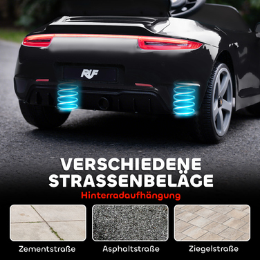 Дитячий електромобіль на акумуляторі, з дистанційним керуванням, музикою, звуком клаксона, USB-роз'ємом, ременем безпеки, для дітей 3-5 років, чорного кольору