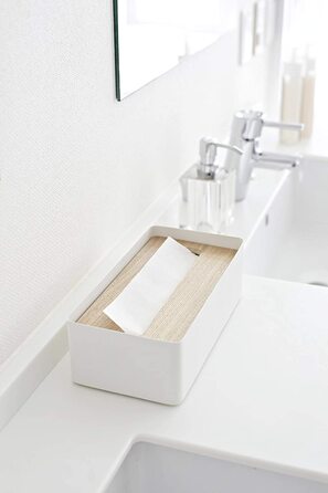 Коробка для серветок YAMAZAKI Rin з дерев'яною кришкою (Один розмір, білий)
