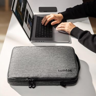 Чохол tomtoc 360 для 16 MacBook Pro M3/M2/M1, 15 MacBook Air, водовідштовхувальний, сірий