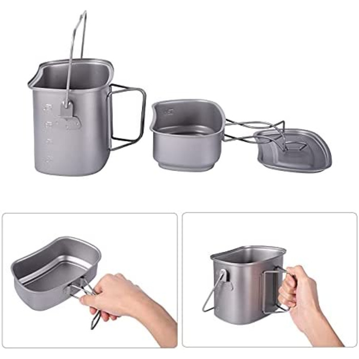 Набір посуду iBasingo Titan Kantine 1500ml/600ml для кемпінгу та відпочинку на природі (Ti2059C)