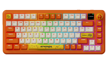 Бездротова механічна клавіатура Ajazz  AK820 MAX  Avocado Switch Orange-White Theme-RGB--With Screen