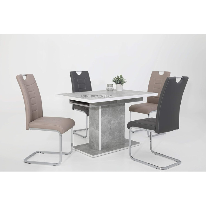 Набір кухонних стільців Hela Ruby, 4 шт., сірий, штучна шкіра, металевий каркас, 140 кг