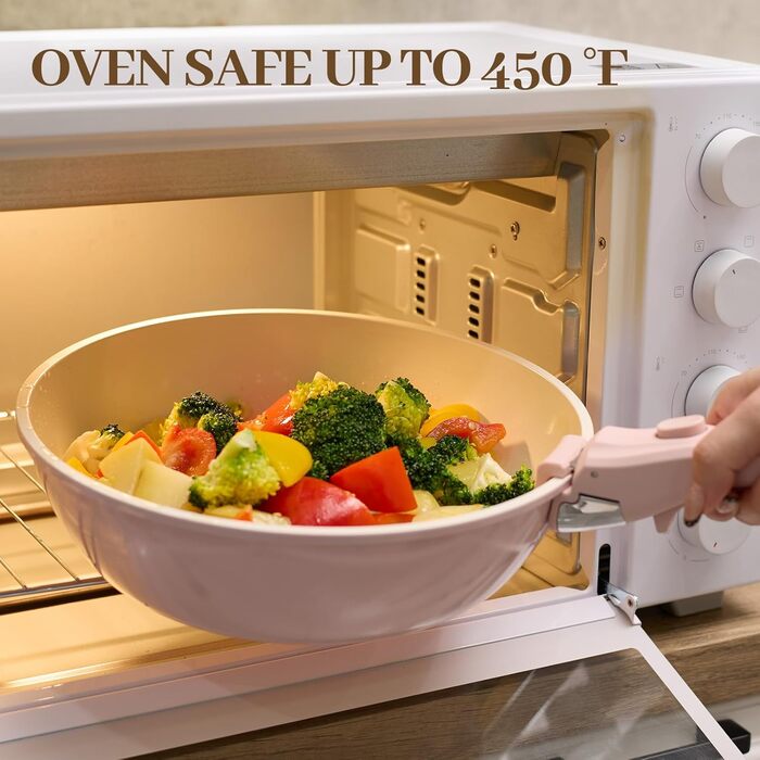 Набір каструль та сковорідок 23 частини з антипригарним покриттям. Керамічний набір посуду з знімними ручками, сумісний з усіма типами плит та духовкою. Без PFAS, PTFE, PFOA. Кремово-білий колір.