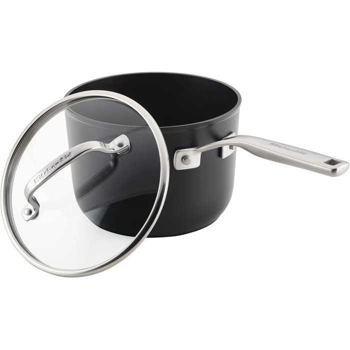 Сковорода-гриль KitchenAid з виливом, хард-анодована, з антипригарним покриттям, квадратна, 29 см, матовий чорний (3 літри)