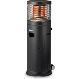 Газовий терасної обігрівач Enders Polo Black 2.0 з регулюванням 3-6 кВт, нержавіюча сталь, ENDUR Reflexionssystem, транспортні колеса, захист від перекидання, чорний