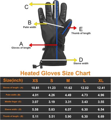 Гріючі рукавички для чоловіків та жінок з сенсорним екраном, водонепроникні, з акумулятором 7.4V 5500mAh, USB-C, електричні, перезаряджувані, вітрозахисні, для роботи на відкритому повітрі TG01 M