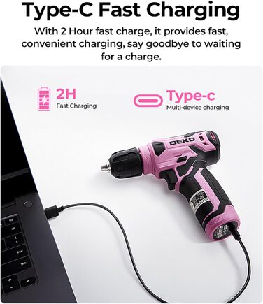 Набір інструментів DEKO 126 предметів в кейсі: професійний набір для дому, офісу та саду, рожевий