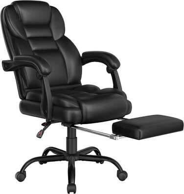 Ергономічне крісло Yaheetech для офісу, шезлонг з підставкою для ніг, комп'ютерне крісло з регульованими підлокітниками, висока спинка, регульована висота, для офісу, біле (чорне)