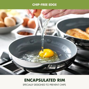 GreenPan Valencia Pro сковорода з нержавіючої сталі, 20.3 см, індукційна, дзеркальна, тришарова, з антипригарним покриттям з кераміки, без PFAS та PFOA, для кухні