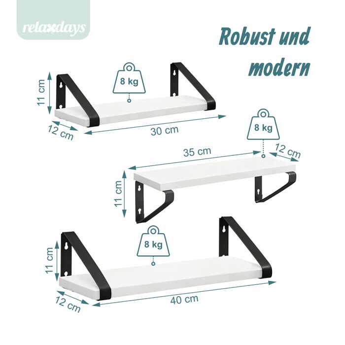 Набір полиць для стін Relaxdays (3 розміри)