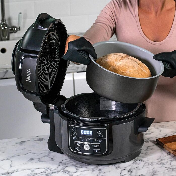 Мультиварка Ninja Foodi 6-in-1 Multi-Cooker Mini [OP100EU] 4.7 л, скороварка 6-в-1, мультипіч, повільна плита, 1460 Вт, сірий/чорний