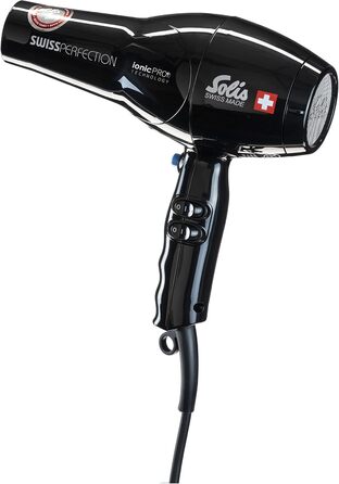 Фен Solis Swiss Perfection 360º ionicPRO 440 з іонізацією, поворотний шнур, насадка для укладки, чорний
