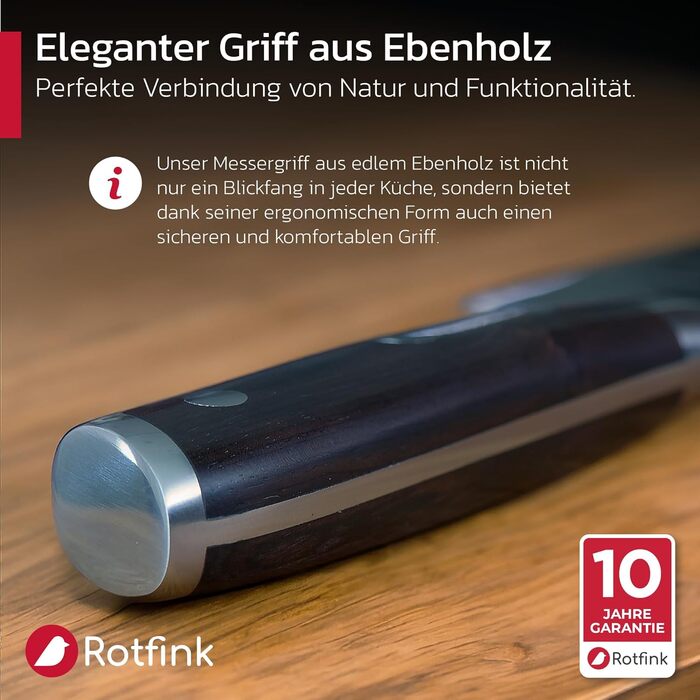 Ніж кухарський Messer 18 см, професійний, з нержавіючої сталі, з ергономічною ручкою з ебоні, кут заточування 15°, подарункова коробка, гарантія 10 років