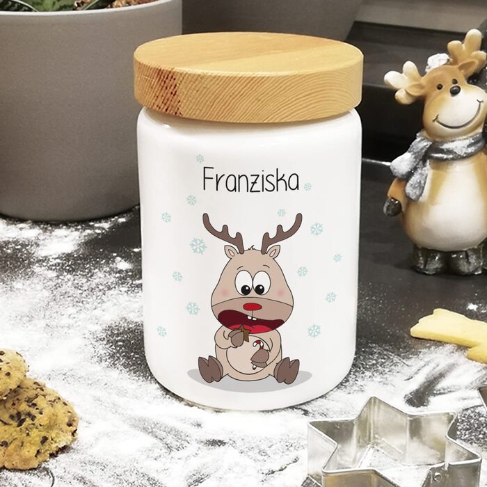 Коробка для печива Heart & Home, персоналізована з вашим бажаним назвою На Різдво для вашого печива північний олень