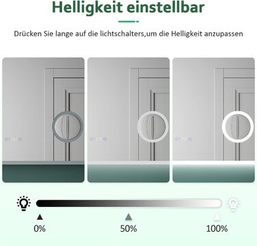 Дзеркало для ванної кімнати Badspiegel 80x60 см з підсвічуванням та антизапотіваючим покриттям LED, 3 колірні температури, IP44, для стін (Тип A)