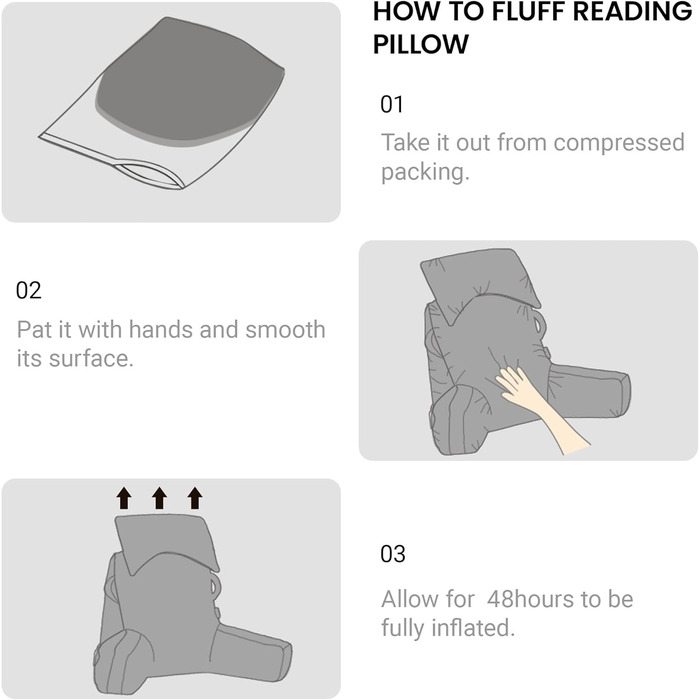 Підкова для читання з підголовником, м'яке спинне крісло з підлокітниками та кишенями для дорослих, зручне ліжко з піною з пам'яті для гуртожитку (Чорний, Преміум Великий)