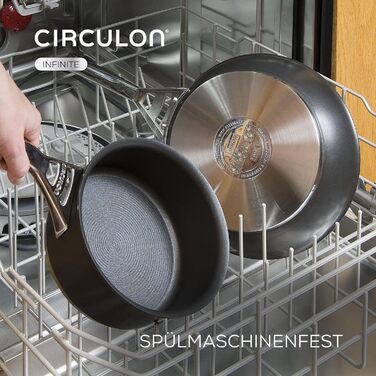 Набір каструль Circulon Infinite індукційний 6 предметів - Набір каструль і каструль з антипригарним покриттям з кришками та ручками з нержавіючої сталі, високоякісний посуд, придатний для миття в посудомийній машині, чорний (4 шт. и)