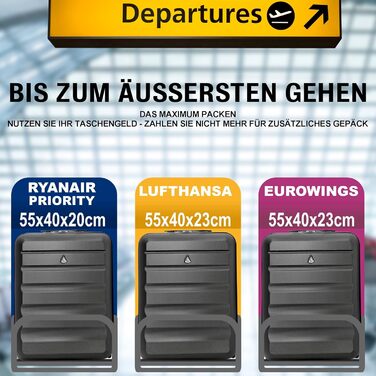Валіза Aerolite 55x40x20 40x20x25 Ryanair Maximum Cabin Approved Валіза 40L також підходить для easyJet, Lufthansa, Eurowings Легка валіза з твердою оболонкою для ручної поклажі Ручна поклажа Дорожня валіза Візок 5 років гарантії (сірий)
