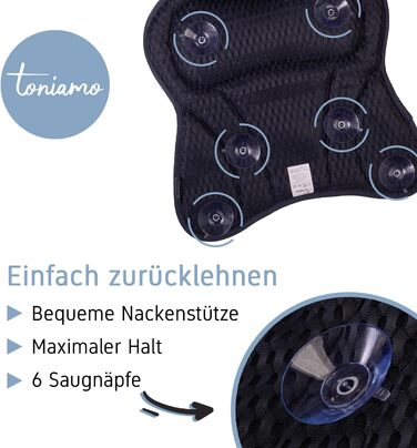 Подушка для ванни | Преміум подушка для ванни з підголовником та підтримкою шиї | Подушка для ванни та підголовник | Ергономічна подушка для ванни з присосками | Синій, Нічний блакитний