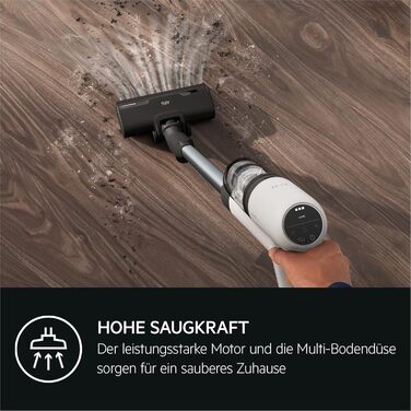 Акумуляторний пилосос AEG ÖKO AP71UB14AM: потужний, легкий (2.2 кг), ергономічний, з перероблених матеріалів, до 50 хв роботи, 120 м², 2-в-1, 5-рівнева фільтрація, для всіх поверхонь, автоматичний, сірий