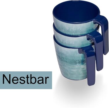 Набір посуду Melamin Adria Blue для 2 особи (8 предметів) - керамічний ефект, для кемпінгу, дому, пікніка