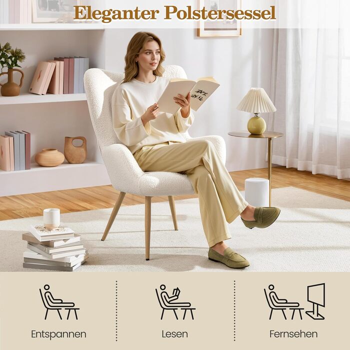 Крісло-мішок Yaheetech з поліестеру, крісло для телевізора, крісло-релакс, біле