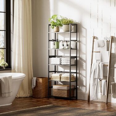 Багатоярусна полиця для книг, індустріальна з бамбуковим каркасом, дерев'яна полиця-вітрина для дому та офісу, органайзер для зберігання, рустикальний коричневий (чорний)