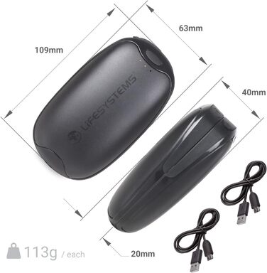 Грілки для рук LifeSystems Twin-Pack з Power Bank (2x5000mAh), USB/USB-C, 3 режими нагріву, до 9 годин