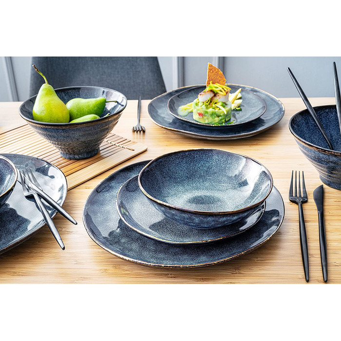 Столовий сервіз з керамограніта Токіо, набір посуду з 12 предметів на 4 персони, унікальний дизайн