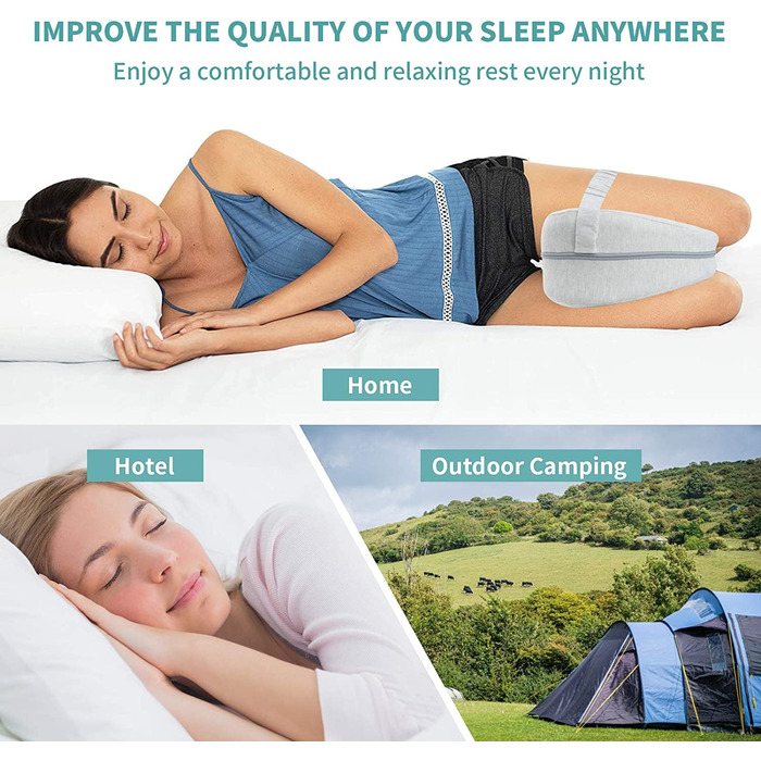 Ергономічна подушка між ніг для сну на боці CREATESTAR з ефектом пам'яті (Memory Foam), сіра, знімний чохол