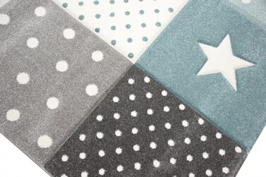 Дитячий килим CARPETIA, килимок для ігор, дитячий килим, Хлопчик, зірка, місяць розміром 80x150 см (120x170 см, блакитний, Світло-блакитний, бірюзовий)