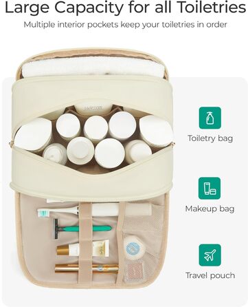 Сумка для косметики BAGSMART для жінок, велика дорожня косметичка, об'ємна косметична сумка, сумка для макіяжу та косметики з ручкою, чорна