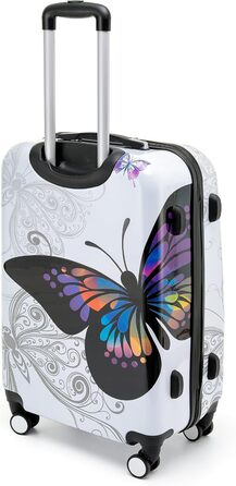 Набір валіз BEIBYE Butterfly 2060 з TSA-замком, 4 предмети: жорсткий дорожній кофр, ручна поклажа та косметичка (L-66см)