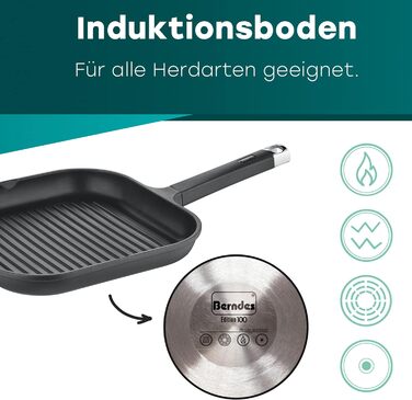 Сковорода Bernde 28 см, випуск 100 - Сковорода-гриль для індукції і всіх типів плит, з антипригарним покриттям. литий алюміній, 100 не містить ПФОК