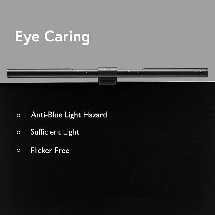 BenQ ScreenBar - LED лампа для монітора з регулюванням кольору та автоматичним затемненням, захист очей, USB зарядка, офісна лампа