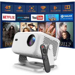 Міні-проектор Smart Beamer Mini: 4K, Netflix, Автофокус, 180° обертання, WiFi6, Bluetooth, Full HD 1080P, 600ANSI, для дому та вулиці