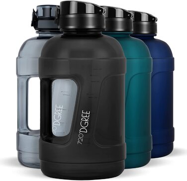 Пляшка для пиття для фітнесу 720D з ручкою глечик для пиття - - без BPA, герметична - велика пляшка для води XXL для занять спортом, тренажерного залу, тренувань-пляшка для фітнесу, спортивна пляшка, пляшка для спортзалу (2300 мл, 05 онікс чорний-чорний /