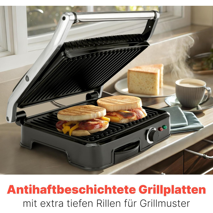 Контактний гриль Bomann KG 2242 CB | 2000W | антипригарне покриття | для приготування Паніні та контактного гриля