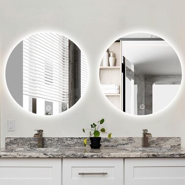 Дзеркало для ванної кімнати SensaHome кругле без рами з LED-підсвічуванням, диммер, 70x70 см