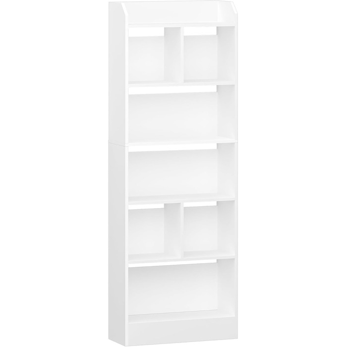 Стильний стелаж для книг з 6 секціями, білий, 24 x 60 x 170 см (BC11103X)