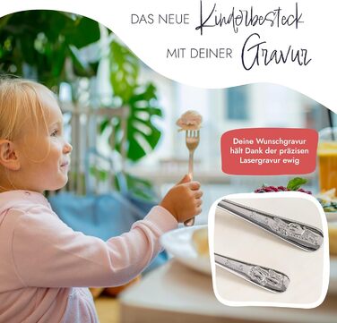 Дитячий столовий прилад WMF Safari з гравіюванням імені - індивідуальний столовий прилад WMF з гравіюванням, персоналізований подарунок - хрещення, персоналізовані ідеї подарунків для дівчаток та хлопчиків - дитячий набір столових приладів на 4 особи