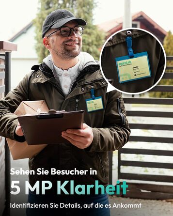 Відеодзвінок з камерою BOTSLAB 5MP, бездротовий, з AI, PIR, 360°, 2-way audio, без щомісячної плати R810
