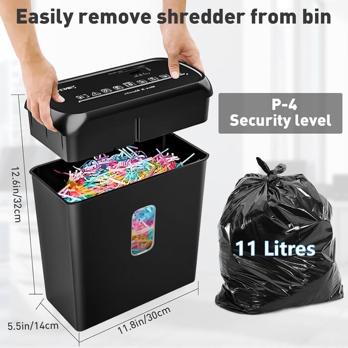 Шредер для паперу з перехресним різанням, 6 листів, знищення CD та кредитних карт, 11л контейнер, SCH06 Ultra