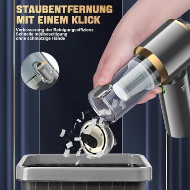 Акумуляторний ручний пилосос 4-в-1 для авто та дому, безщітковий двигун 28000Па, 3 режими потужності, міні-пилосос для офісу та кухні