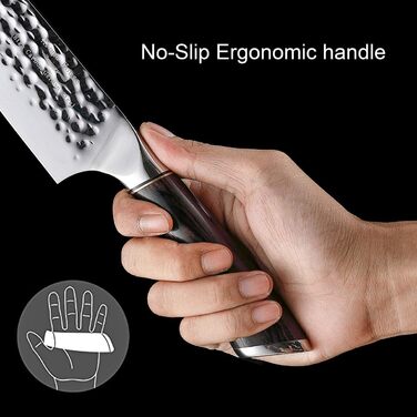 Ніж кухарський 8 дюймів (20 см), професійний дамастковий ніж, ніж для кухні, ніж шеф-кухаря, ніж для м'яса з нержавіючої сталі, гостре лезо, ергономічна ручка, для дому та ресторану