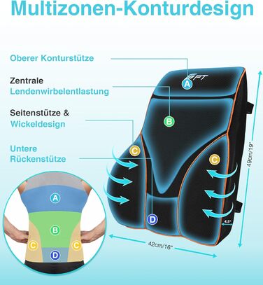 Подушка для спини POOTACK з Memory Foam - ергономічна підтримка для офісного, ігрового крісла та авто, чорна