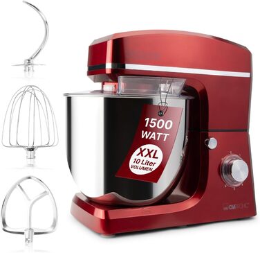 Кухонна машина Clatronic KM 3765 XXL: 10л, 1500W, міксер, гак для тіста, насадка для збивання, захист від розбризкування