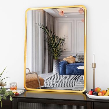 Дзеркало на стіну 60x90 см, золоте, для ванної, вітальні, спальні, прихожої