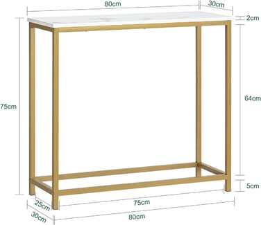 Консольний стіл SoКупити FSB29-SCH 80x75x30см, металевий каркас, передпокій/вітальня, золотистий